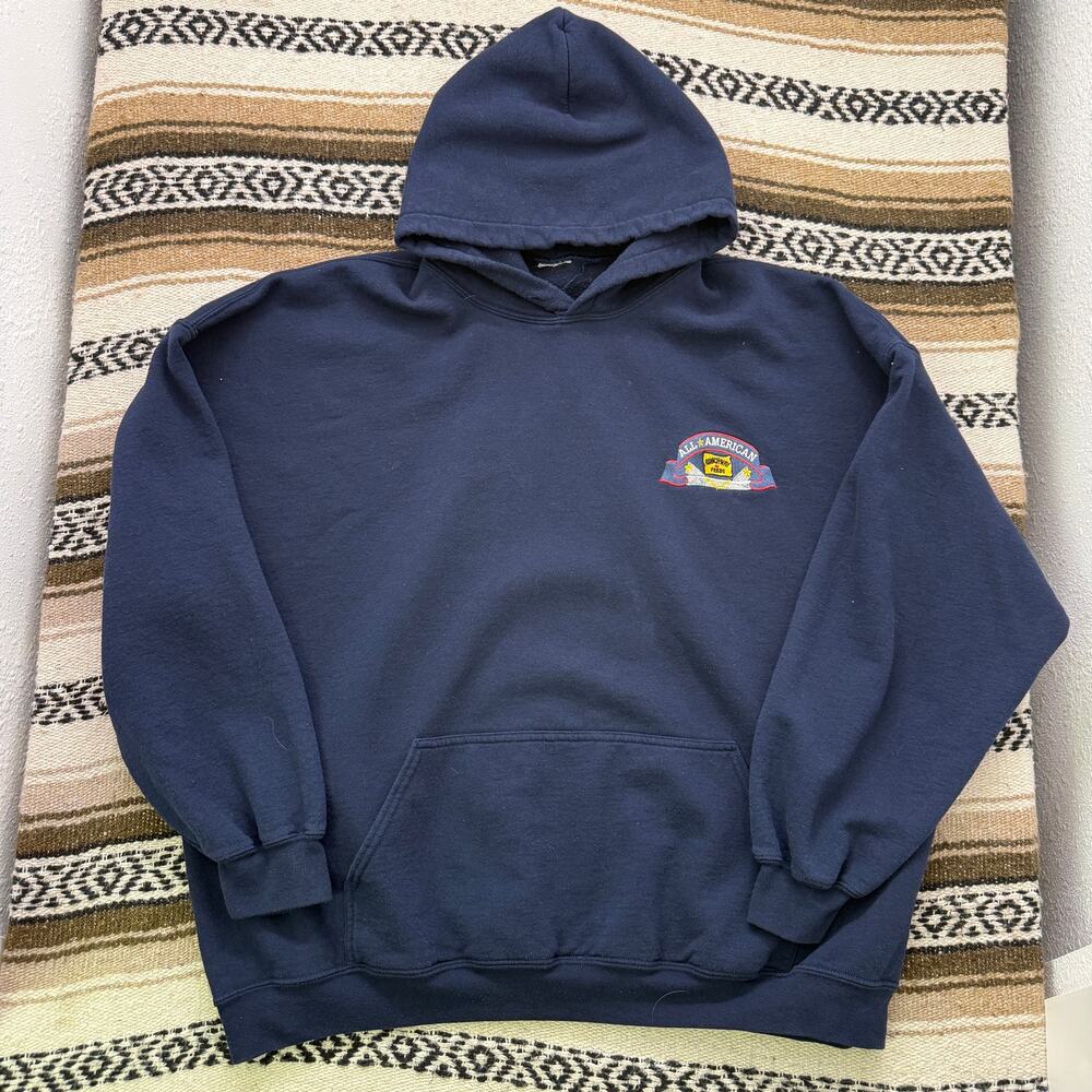 Men's All American Ranchway Feeds Navy Blue Hoodie Pullover Sweatshirt Sz 2XL